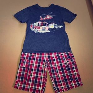 Boys Two Piece Firetruck Outfit Size 6
